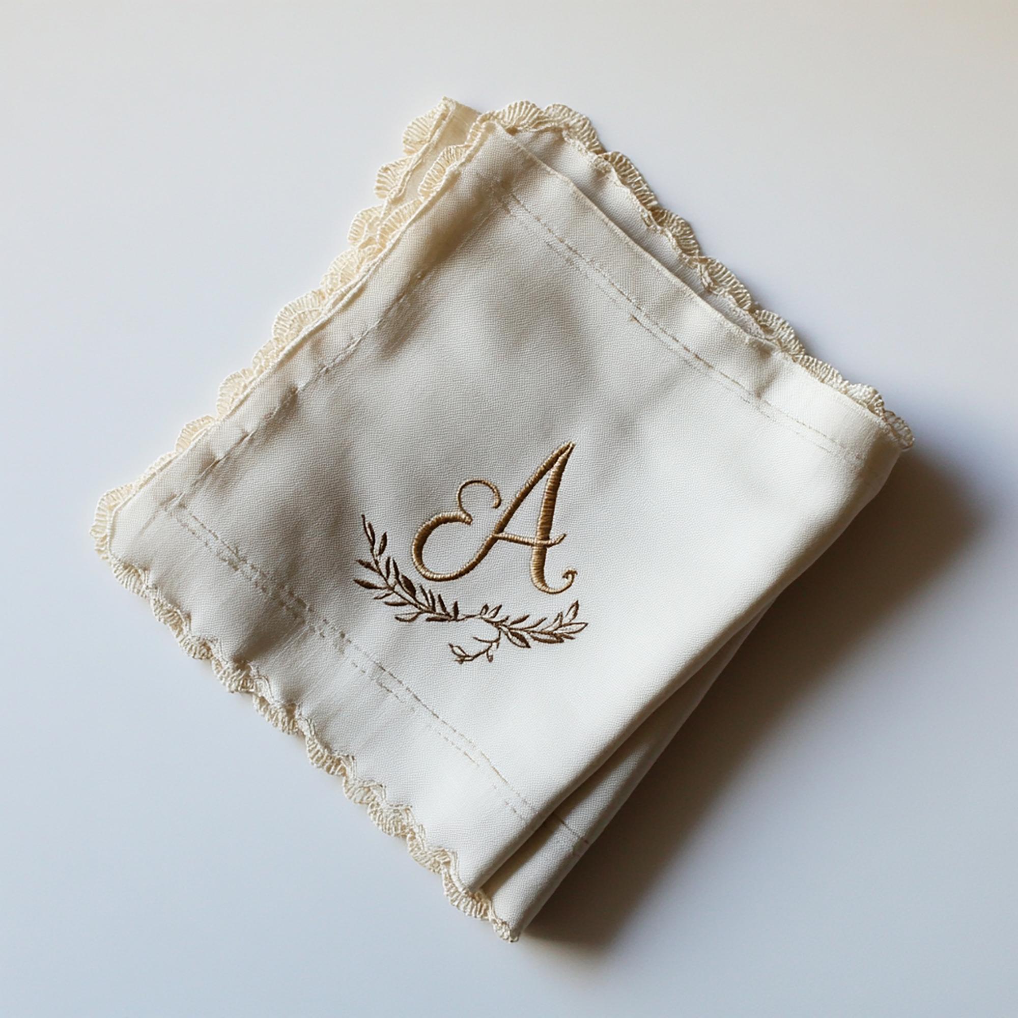 haftowany monogram na lnianym ręczniku